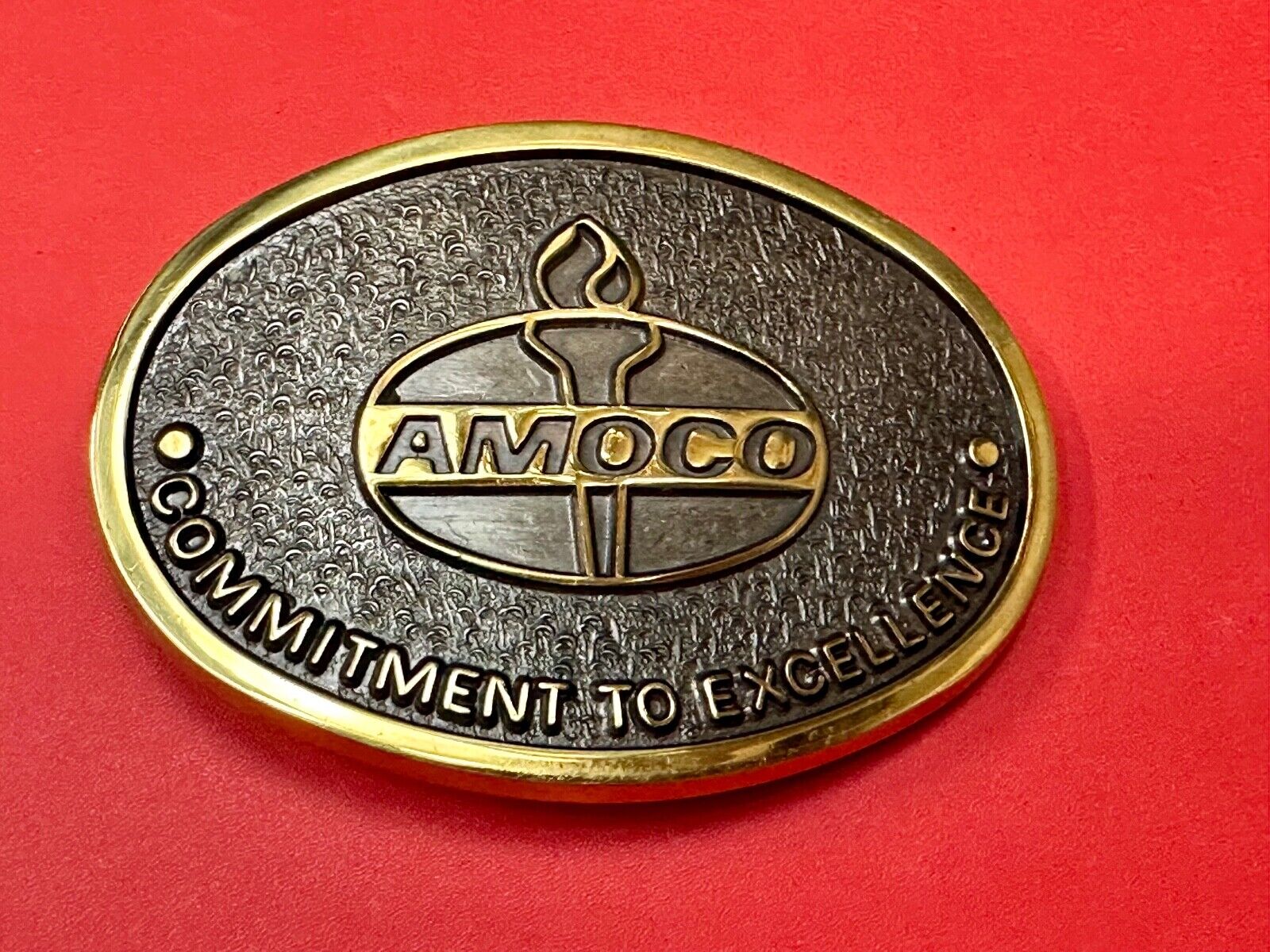 AMOCO Gas Fuel Oil - Committed to Excellence solid brass belt buckle by Jadco