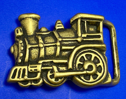 Toy Railroad Steam Engine Locomotive Train Cutout Solid Brass Belt Buckle