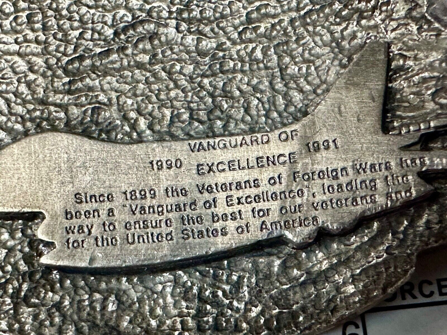 VFW Foreign Wars Veterans Vtg. Vanguard Excellence Award Siskiyou Belt Buckle