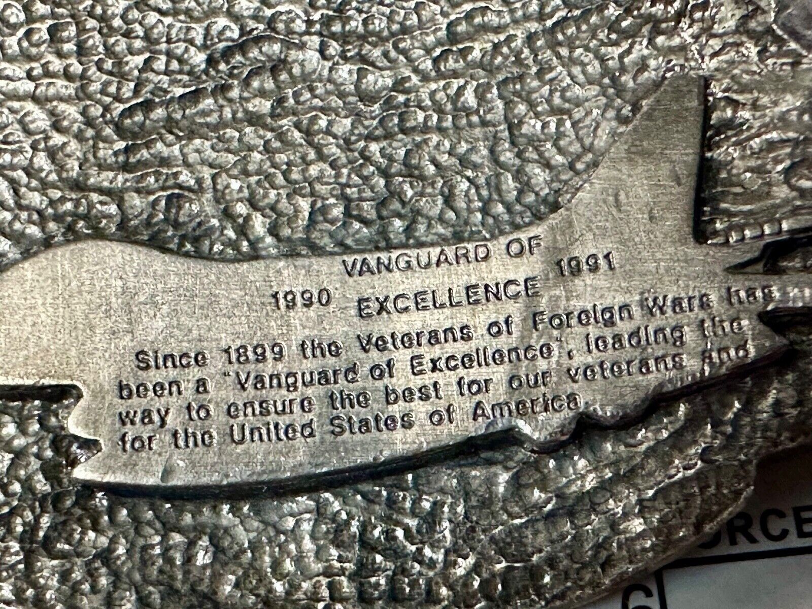 VFW Foreign Wars Veterans Vtg. Vanguard Excellence Award Siskiyou Belt Buckle