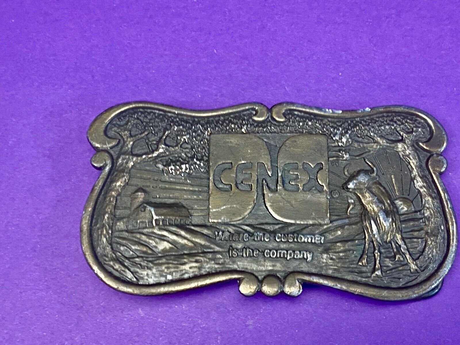 Vintage Belt Buckle CENEX The Customer is the company! Farmers Union Exchange