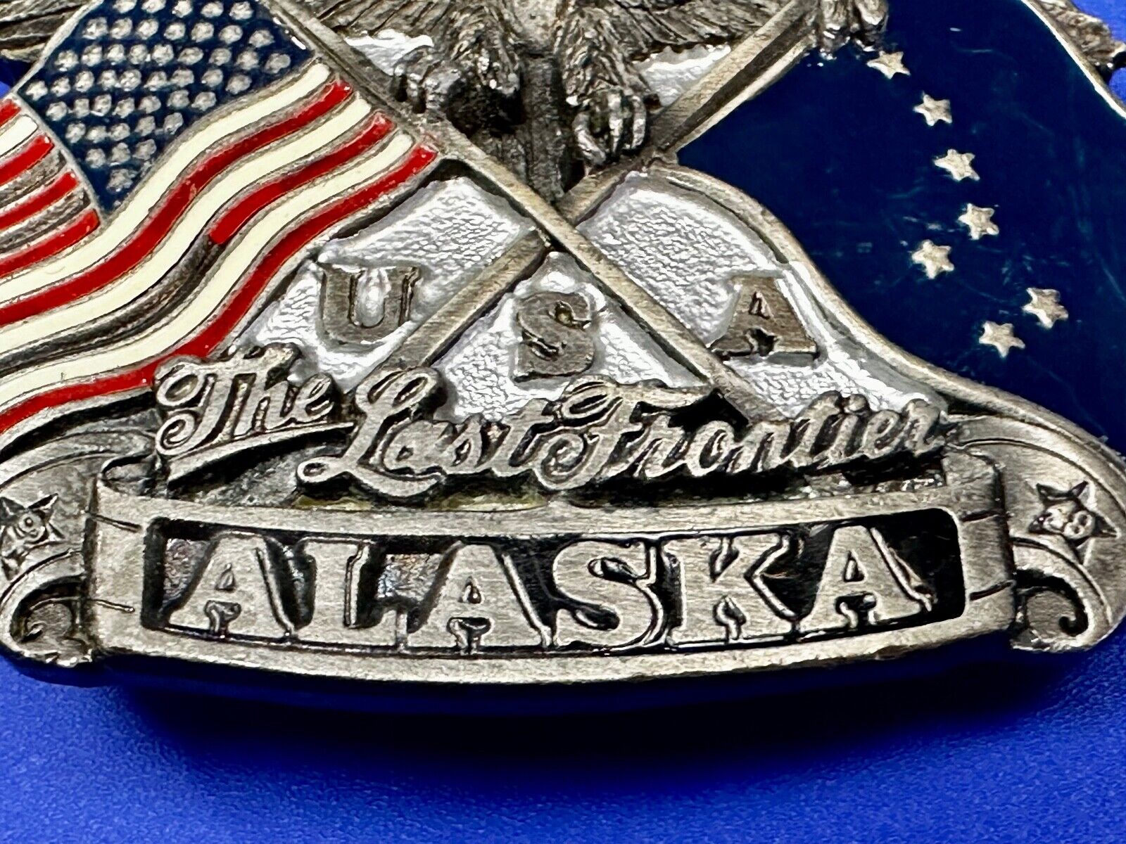 Alaska The Last Frontier Vintage 1992 Great American Products Belt Buckle