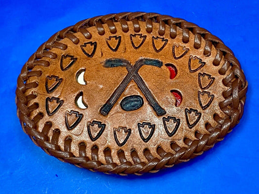 Ultimate Hockey Fan -  Hand Stitched Leather Western Oval Belt Buckle