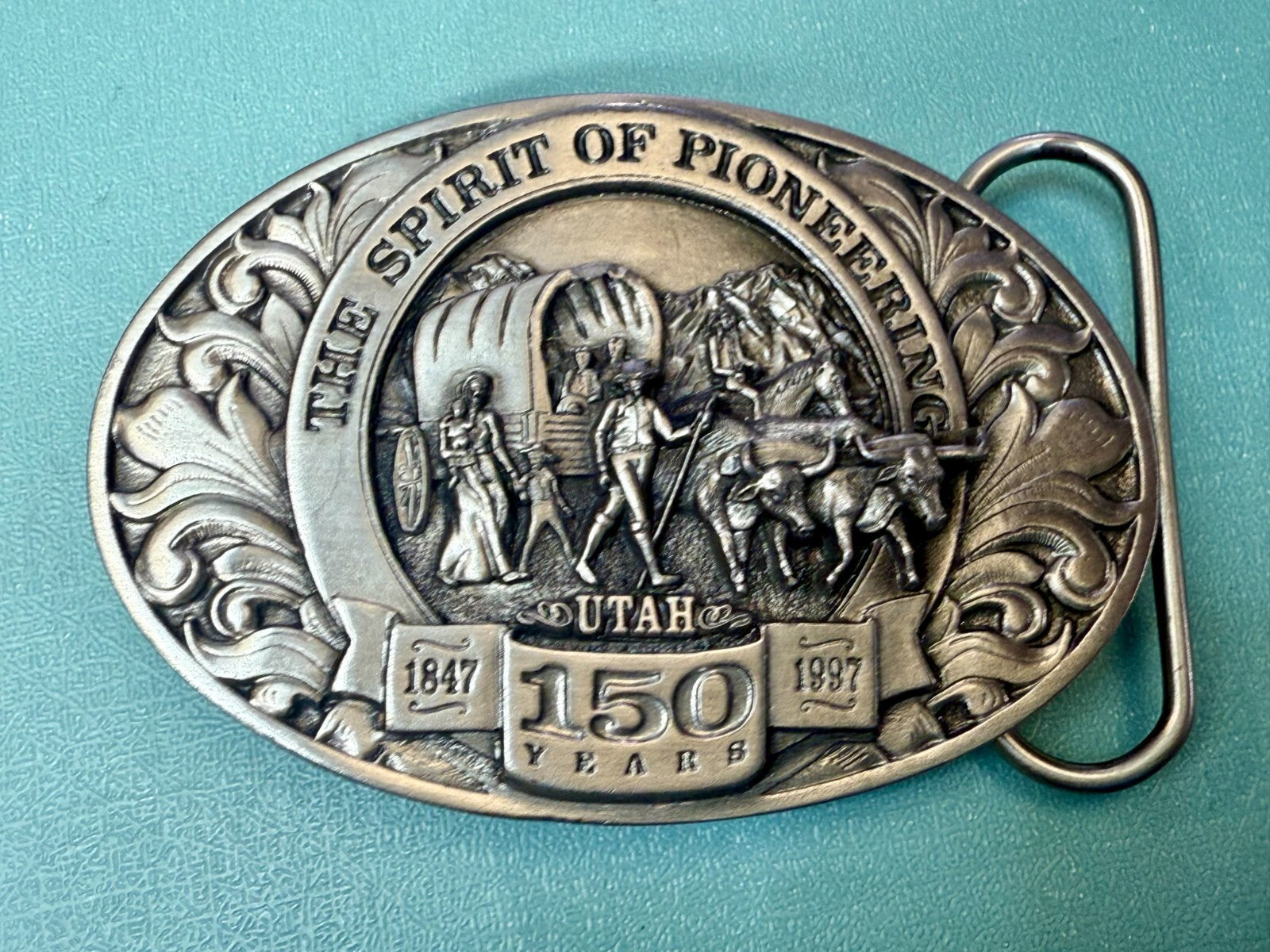 Utah State The Spirit of Pioneering 150 years Vintage Ring Masters Belt Buckle