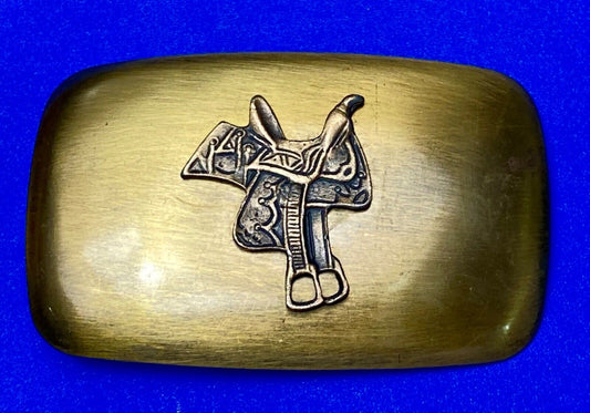 Vintage Chambers horse saddle western rounded corner belt buckle
