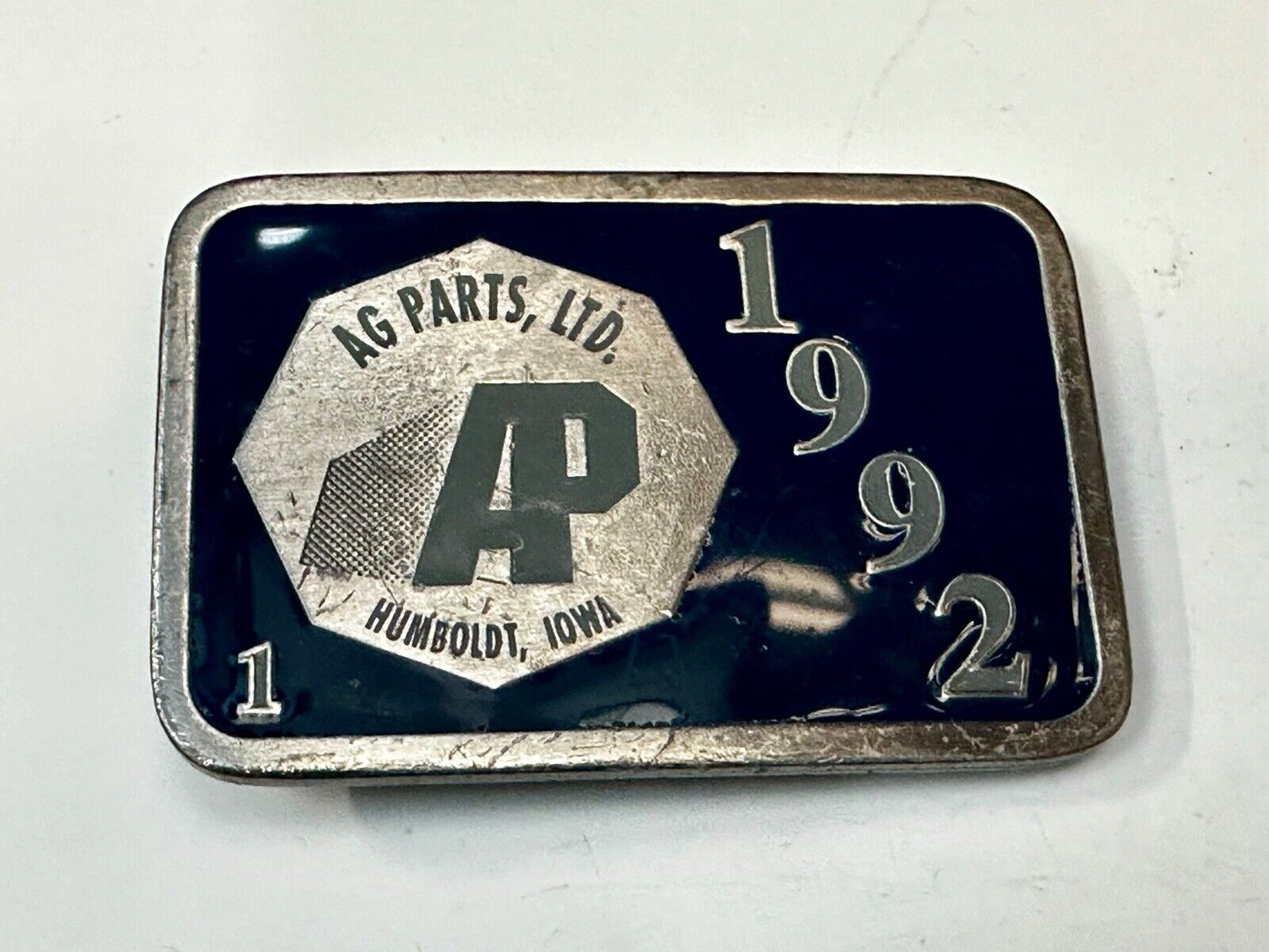 AP Ag Parts Iowa State Farmer Farming Vintage 1992 Limited Edition Belt Buckle