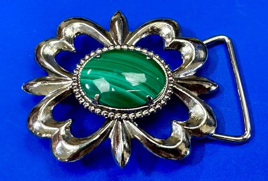 Beautiful Green Malachite Native American Navajo style Cabochon Cab belt buckle