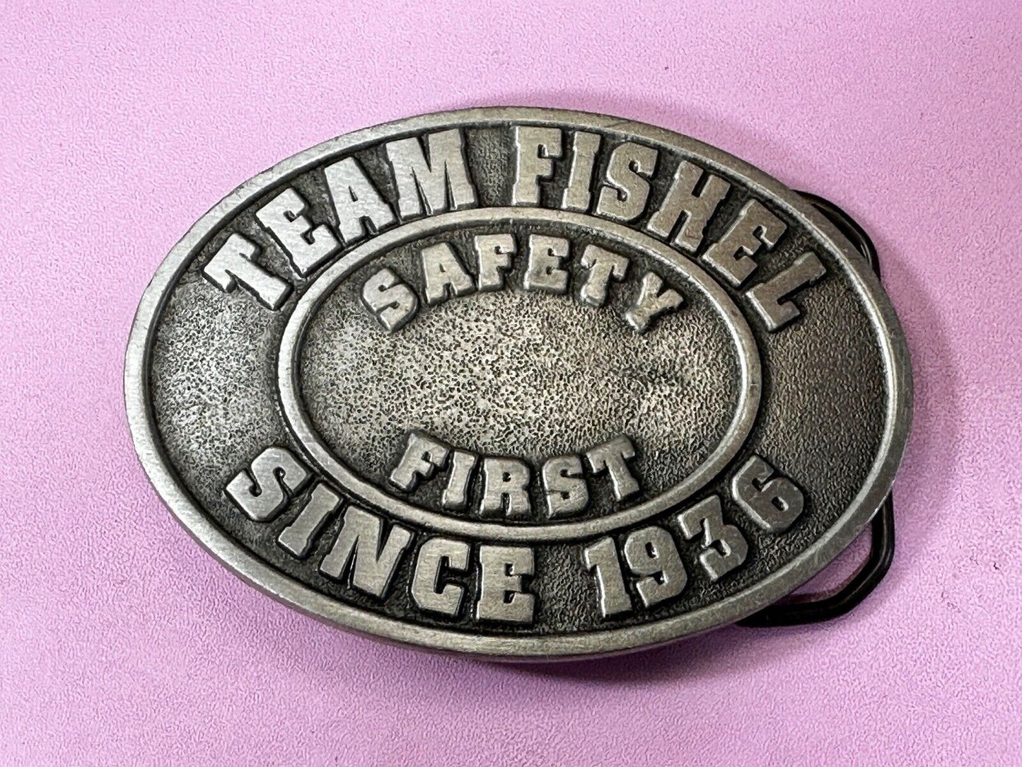 Team Fishel Safety First Since 1936 Company Logo Commemorative Belt Buckle