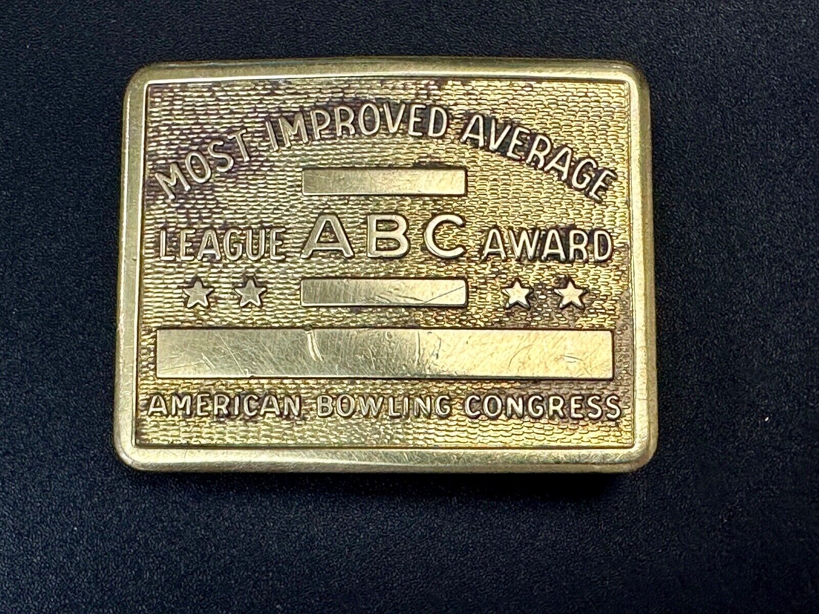 American Bowling Congress BLANK ENGRAVABLE Belt Buckle  Most Improved Average