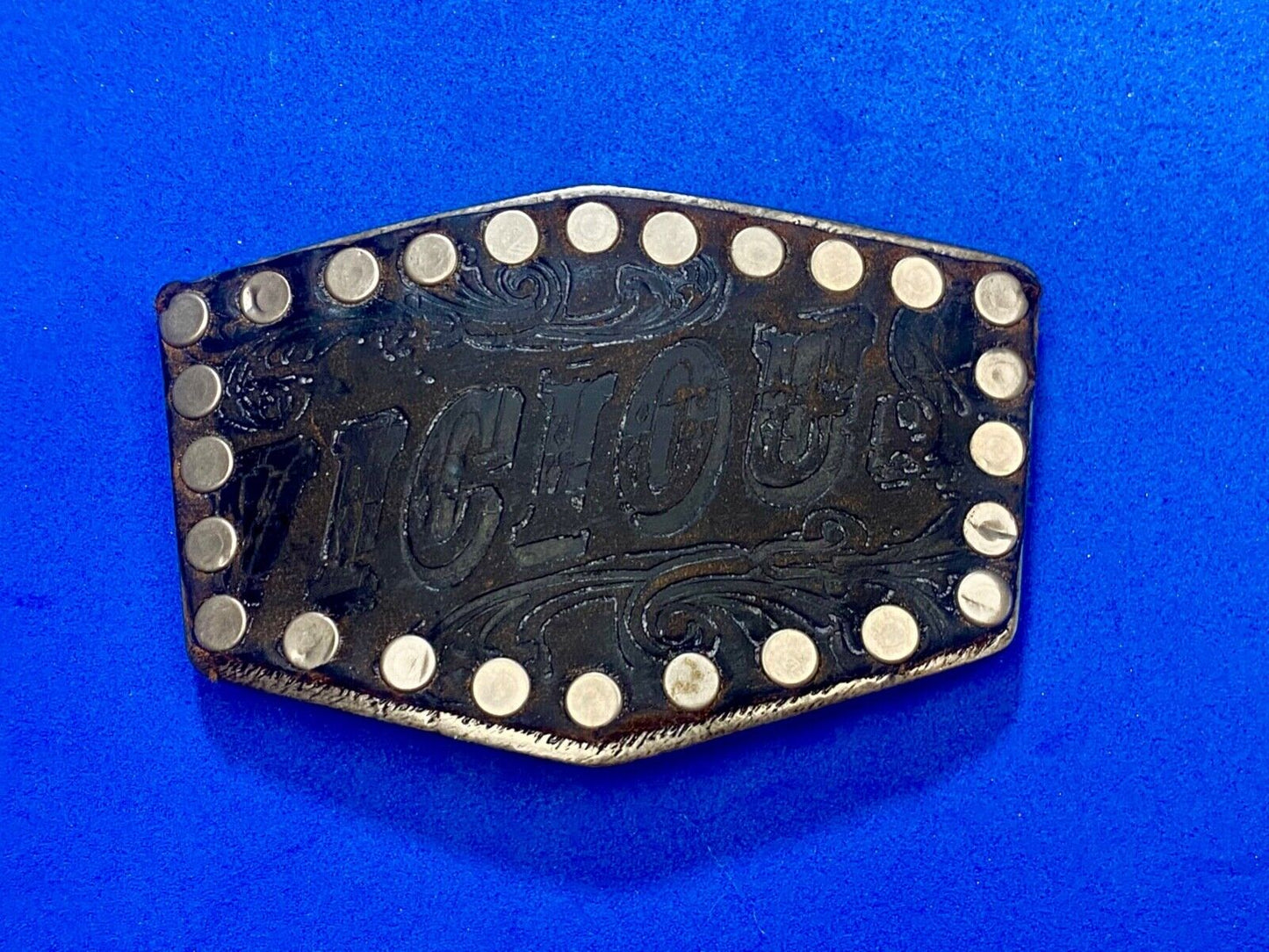 VICIOUS - statement  -Sid Studded brown faux? Leather belt buckle