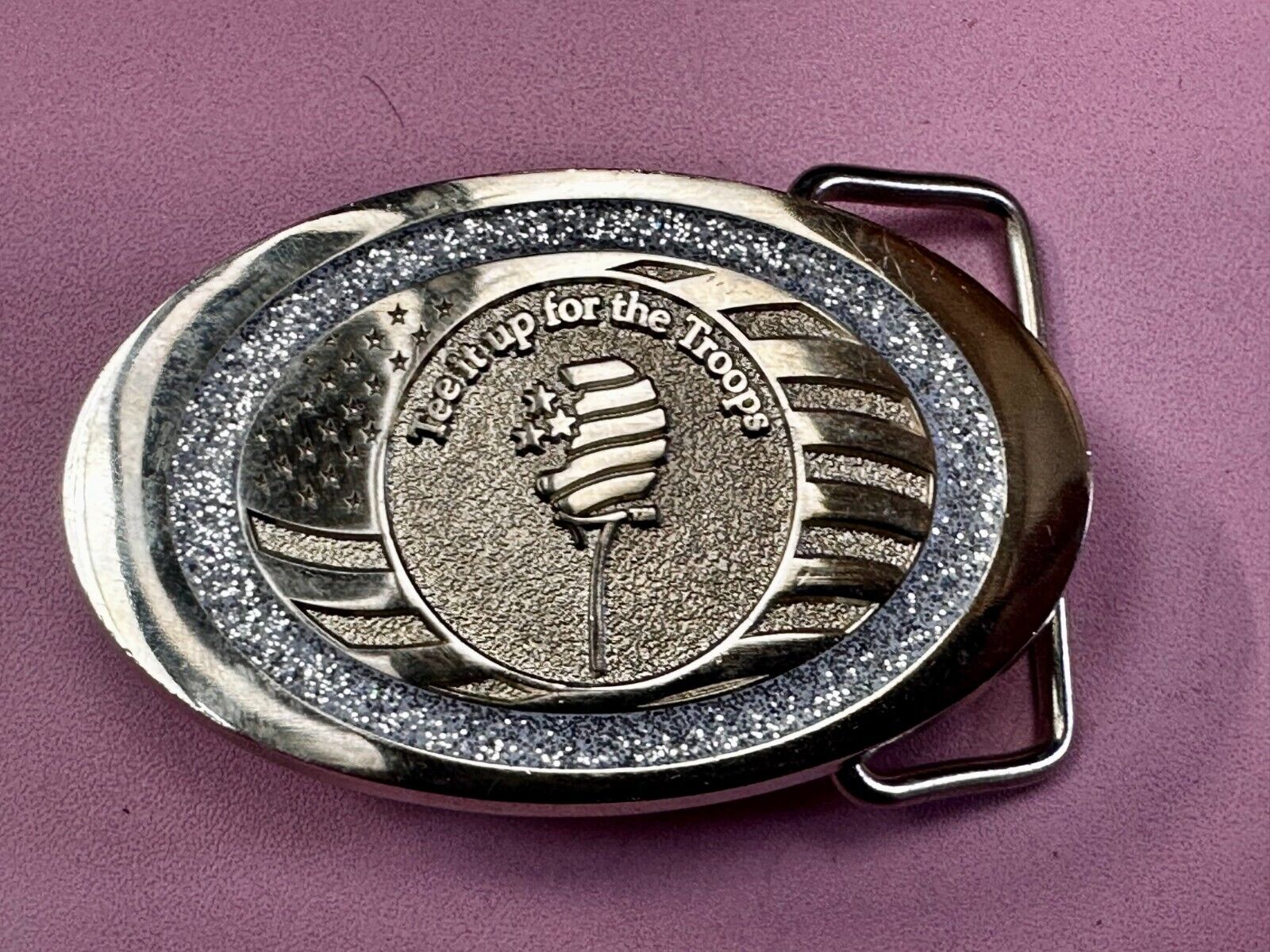 Tee It Up For The Troops Non Profit Organization Promo Award 2 Tone Belt Buckle