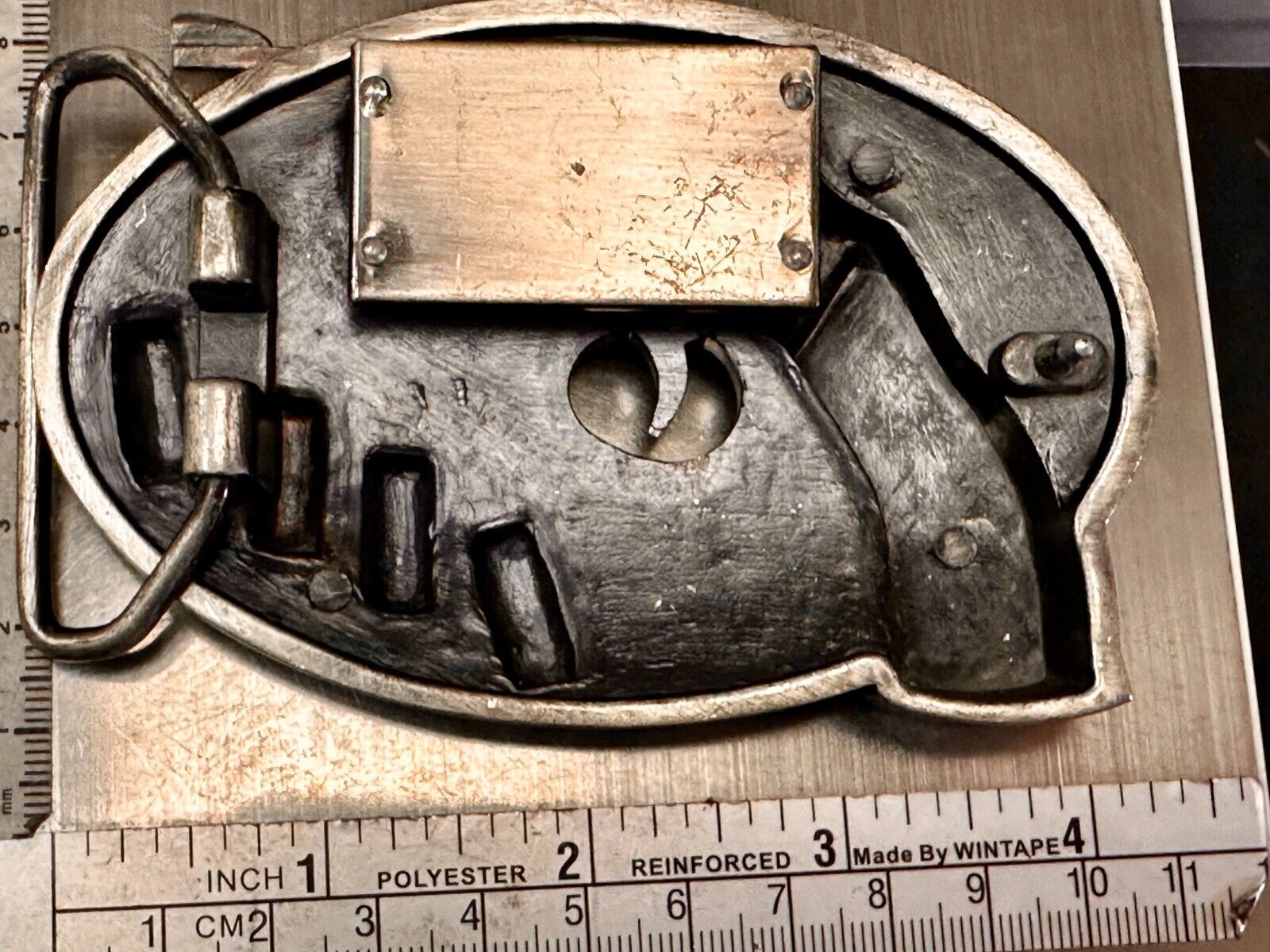 Unique Revolver Gun Pistol Six Shooter with Bullets Design Cutout Belt Buckle