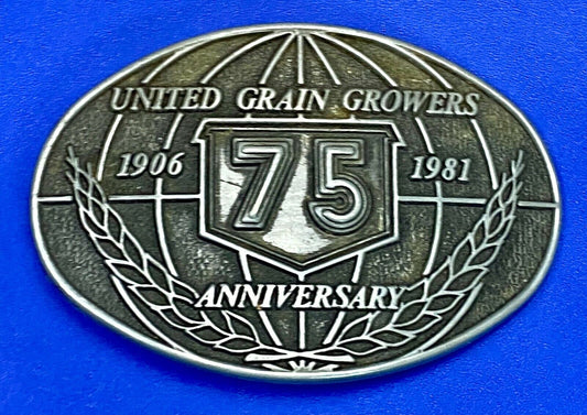 United Grain Growers 75 Years 1906-1981 Farming Commemorative Belt Buckle
