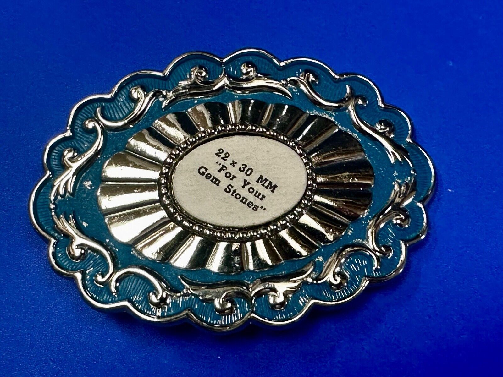 22 x 30 mm Silver & Blue Blank Belt Buckle TO GLUE Your Cabochon Gem Stone