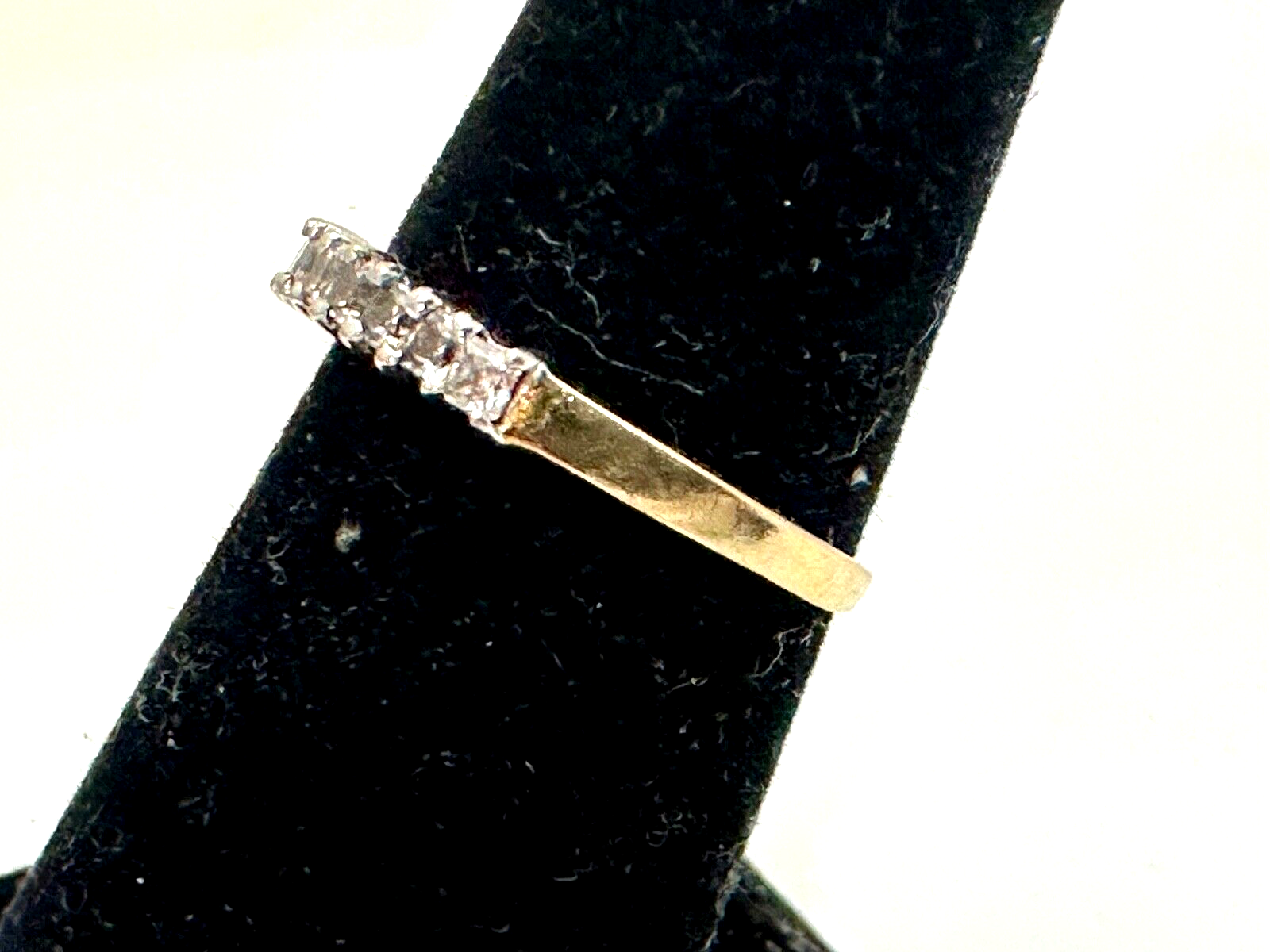 10K Gold  7-Stone Bar Setting Anniversary Ring Band CZ 1.3g Signed CRP 7 3/4 8