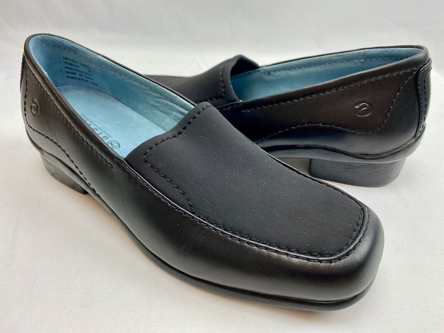 ARAVON Black Leather Stretch Loafer Comfort Shoes Women's 7B