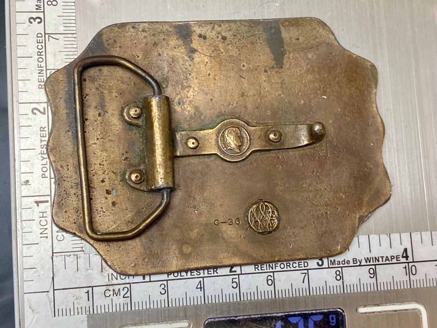 American Express Wells Butterfield Bergamot Brass Belt Buckle Horse and Buggy