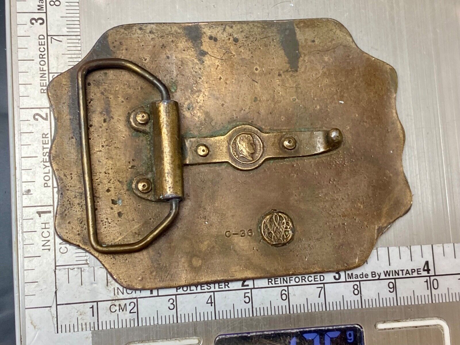 American Express Wells Butterfield Bergamot Brass Belt Buckle Horse and Buggy