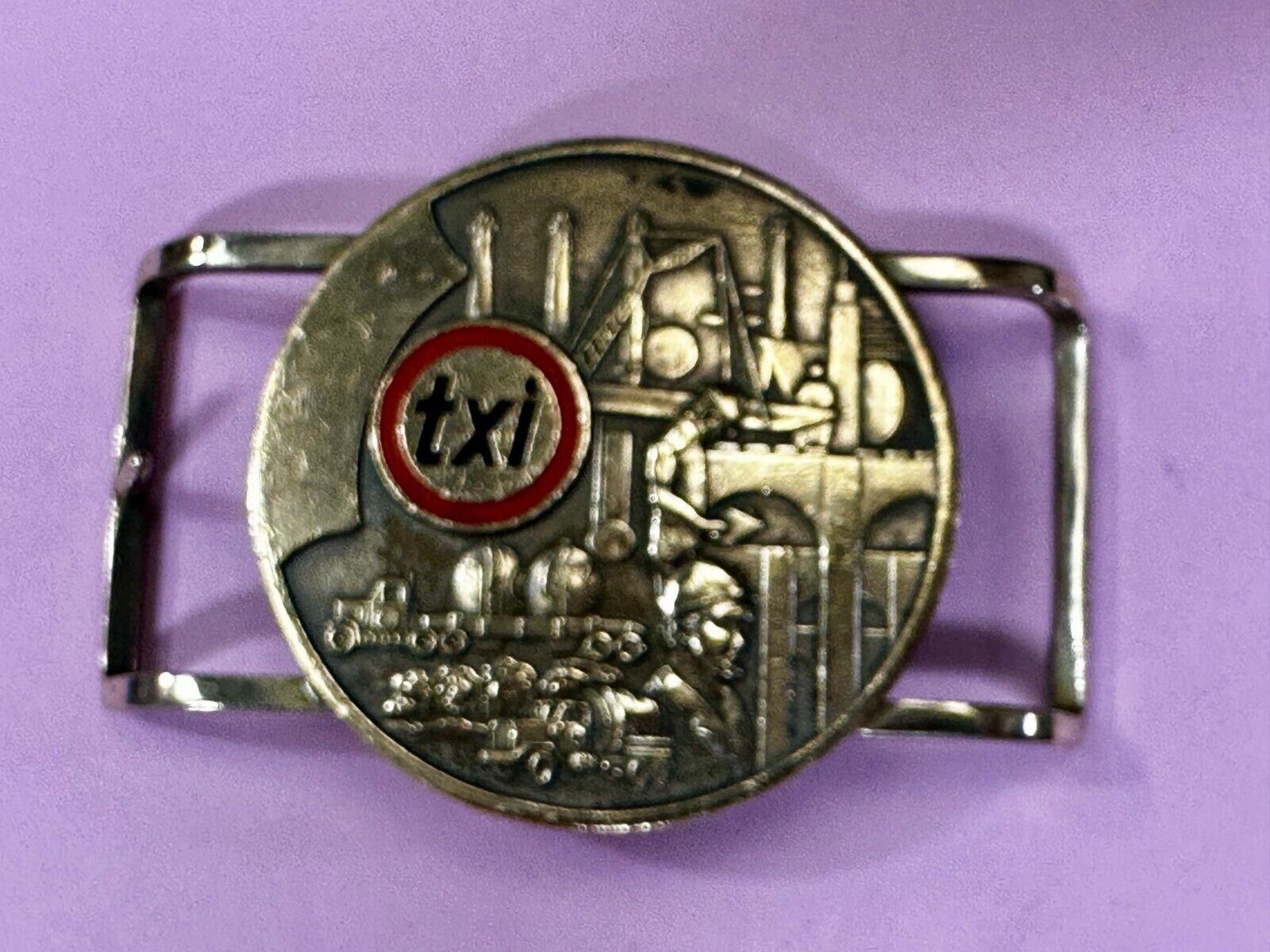 TXI Oil Rig Drilling Construction Company Vintage Belt Buckle by Jostens
