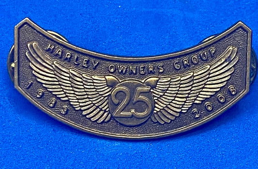 2008 HOG Harley Davidson Motorcycles Members Group 25 Years Jacket Pin
