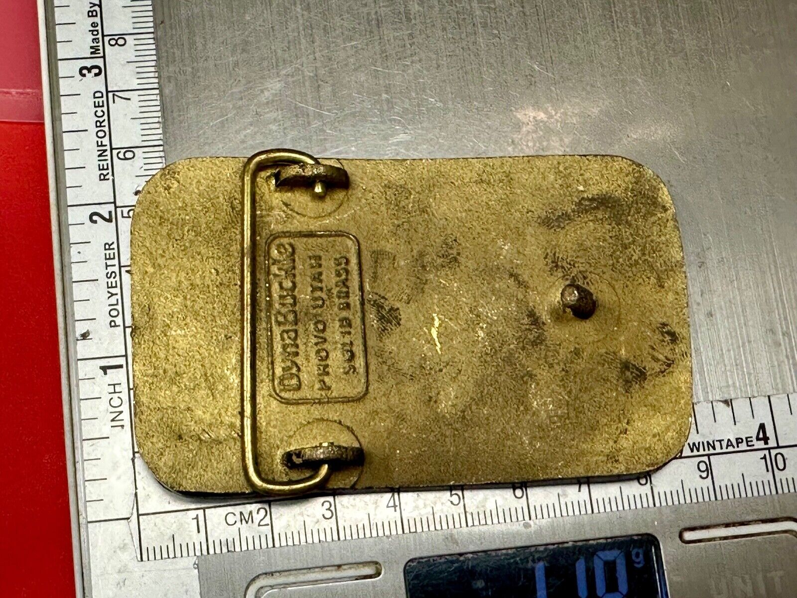 Vintage Burgman Industries Company Advertising brass Dynabuckle belt buckle
