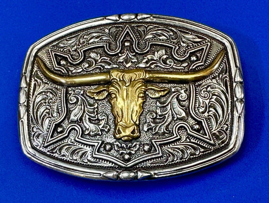 The Longhorn cow steer - cowboys cowgirls western belt buckle by Nocona