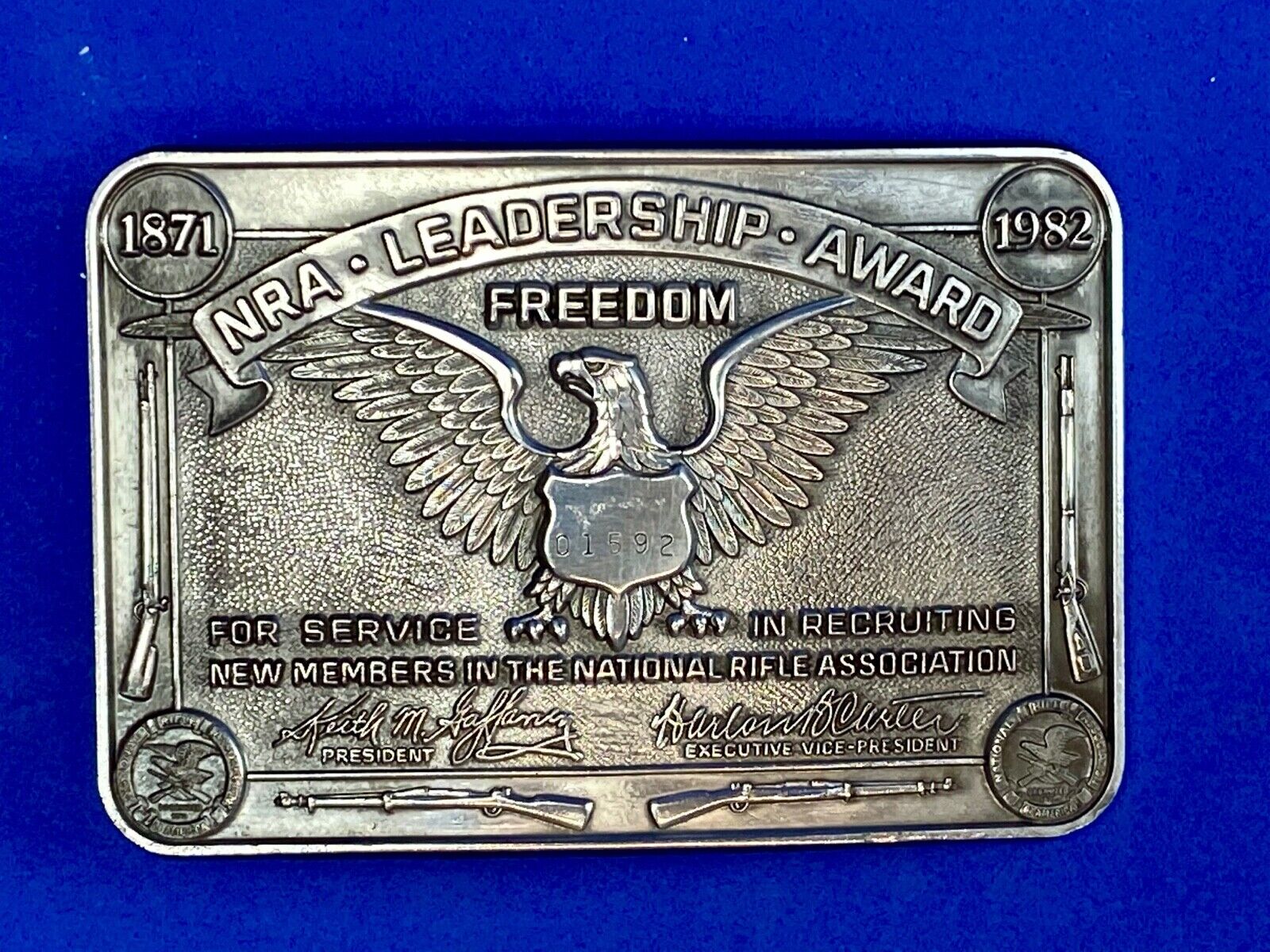 NRA Leadership Award - Freedom belt buckle - service in recruiting