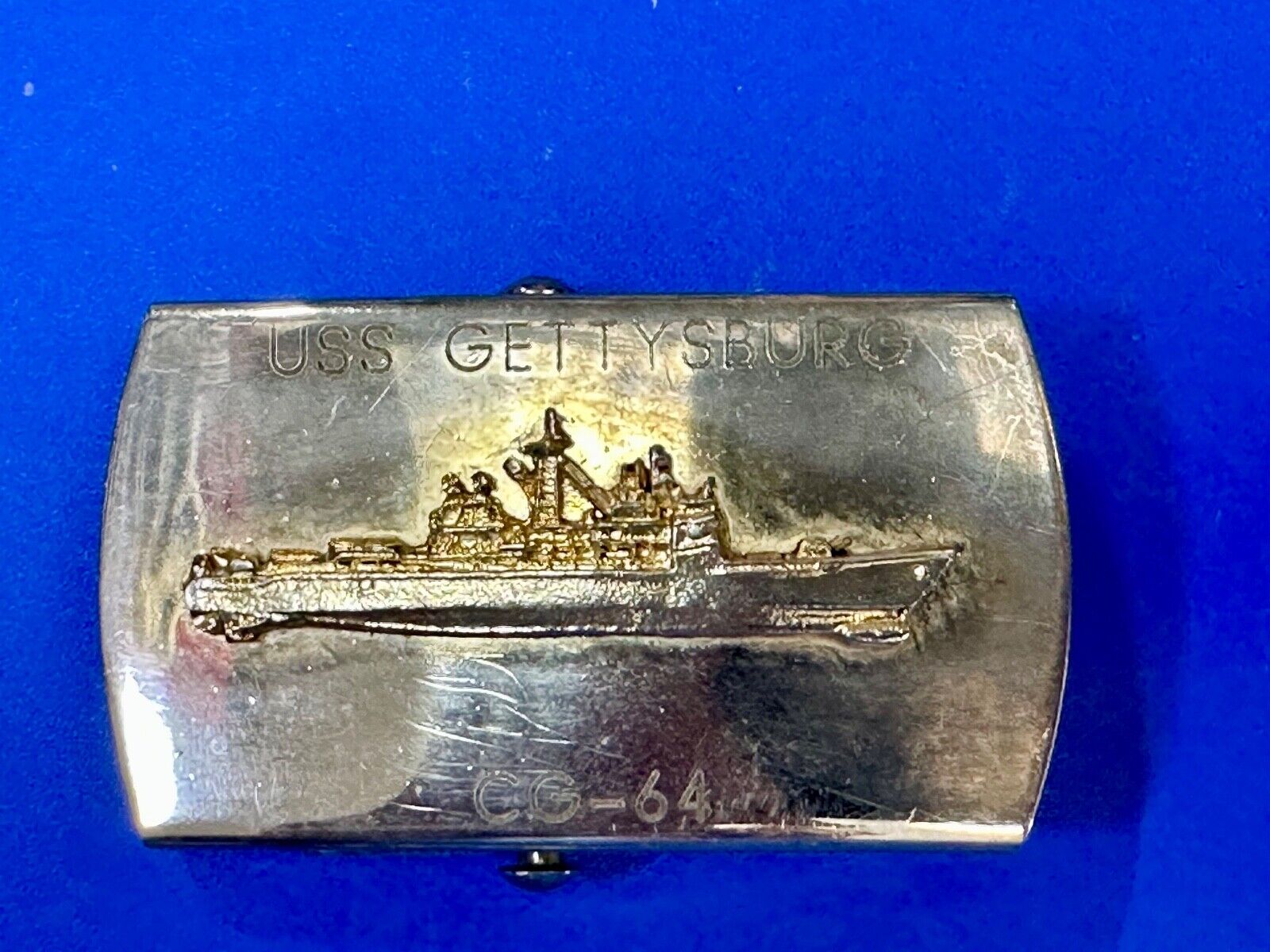 USS Gettysburg CG-64 Ticonderoga-class battleship solid brass belt buckle