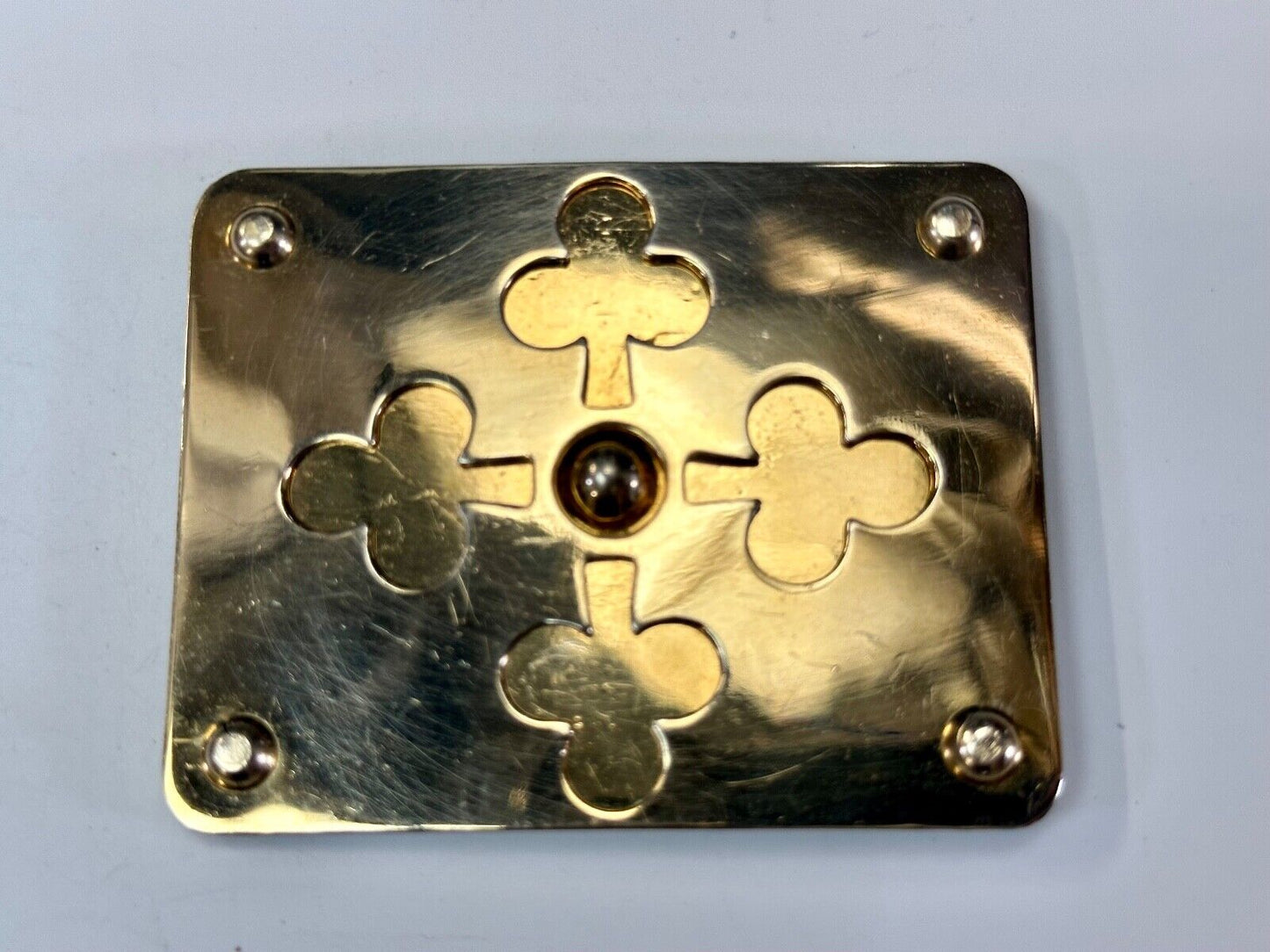 Unique Iron Cross Emblem on gold tone dress vintage belt buckle