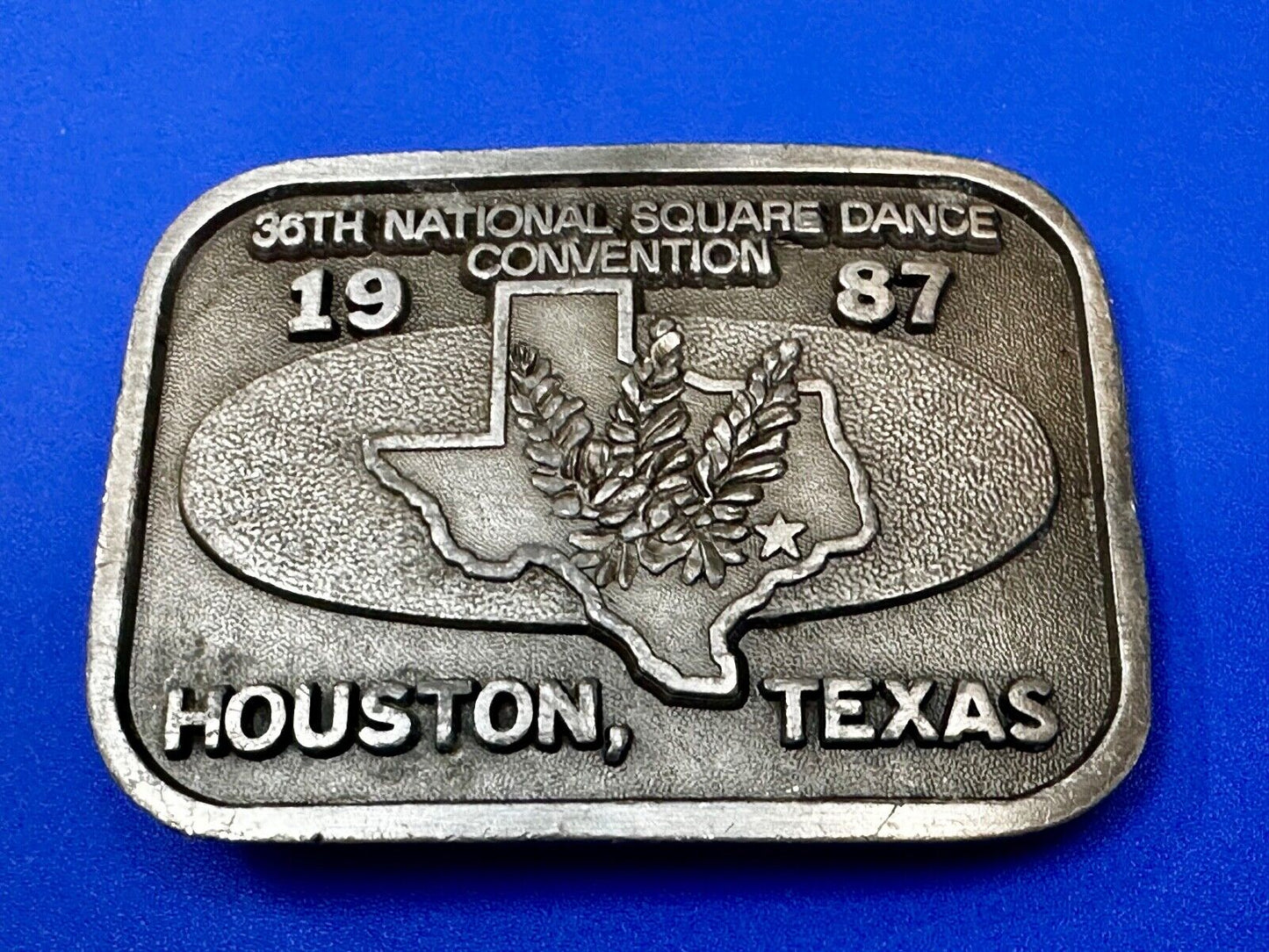 36th National Square Dance Convention 1987 Houston Texas Metal Belt Buckle