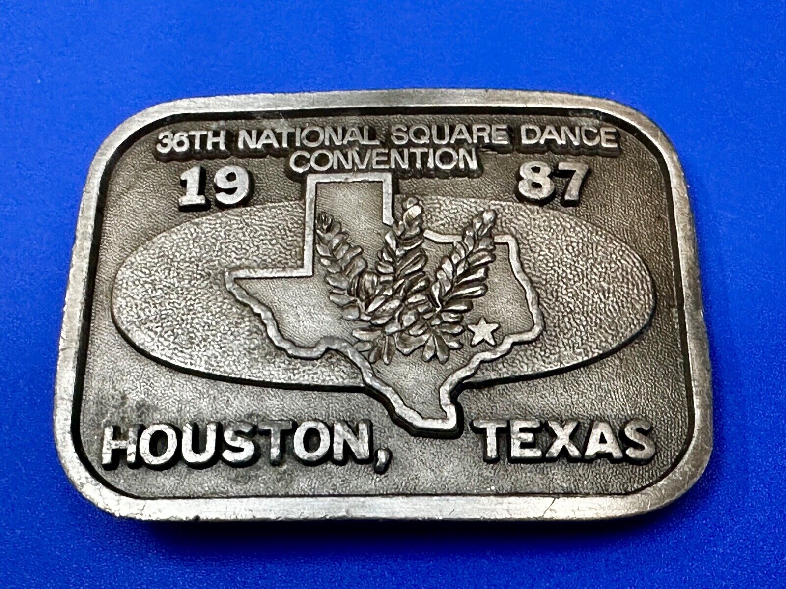 36th National Square Dance Convention 1987 Houston Texas Metal Belt Buckle