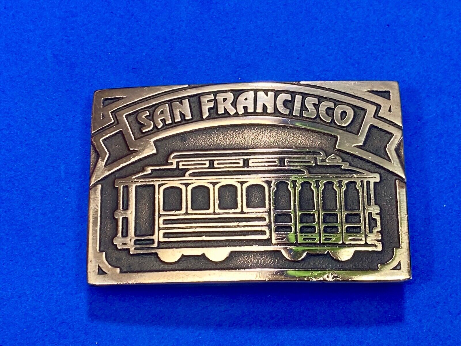 The  San Francisco  Cable Car - Vintage Brass Heavy Belt Buckle Stamped Ub