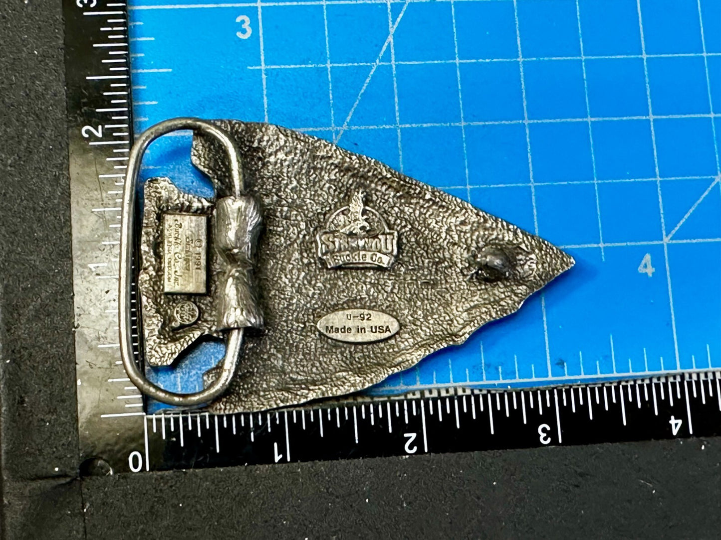 Arrowhead Native American Tribal Art Pattern VTG 1991 Siskiyou Belt Buckle U-92