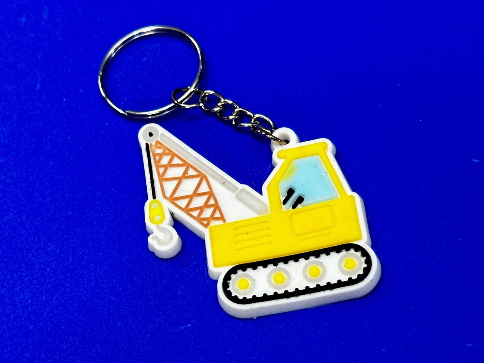 Toy Construction Crane Job Work Site Truck Keychain - Key Ring Chain