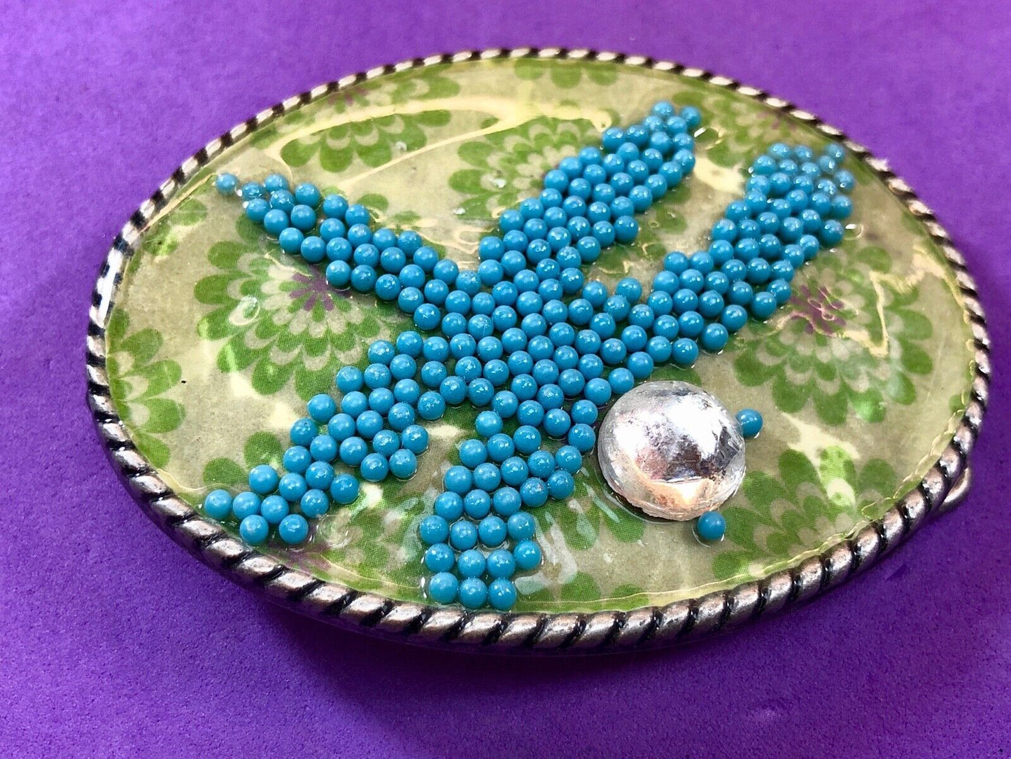 Unique IVAN belt buckle - Stone Art Artisan pattern design 
