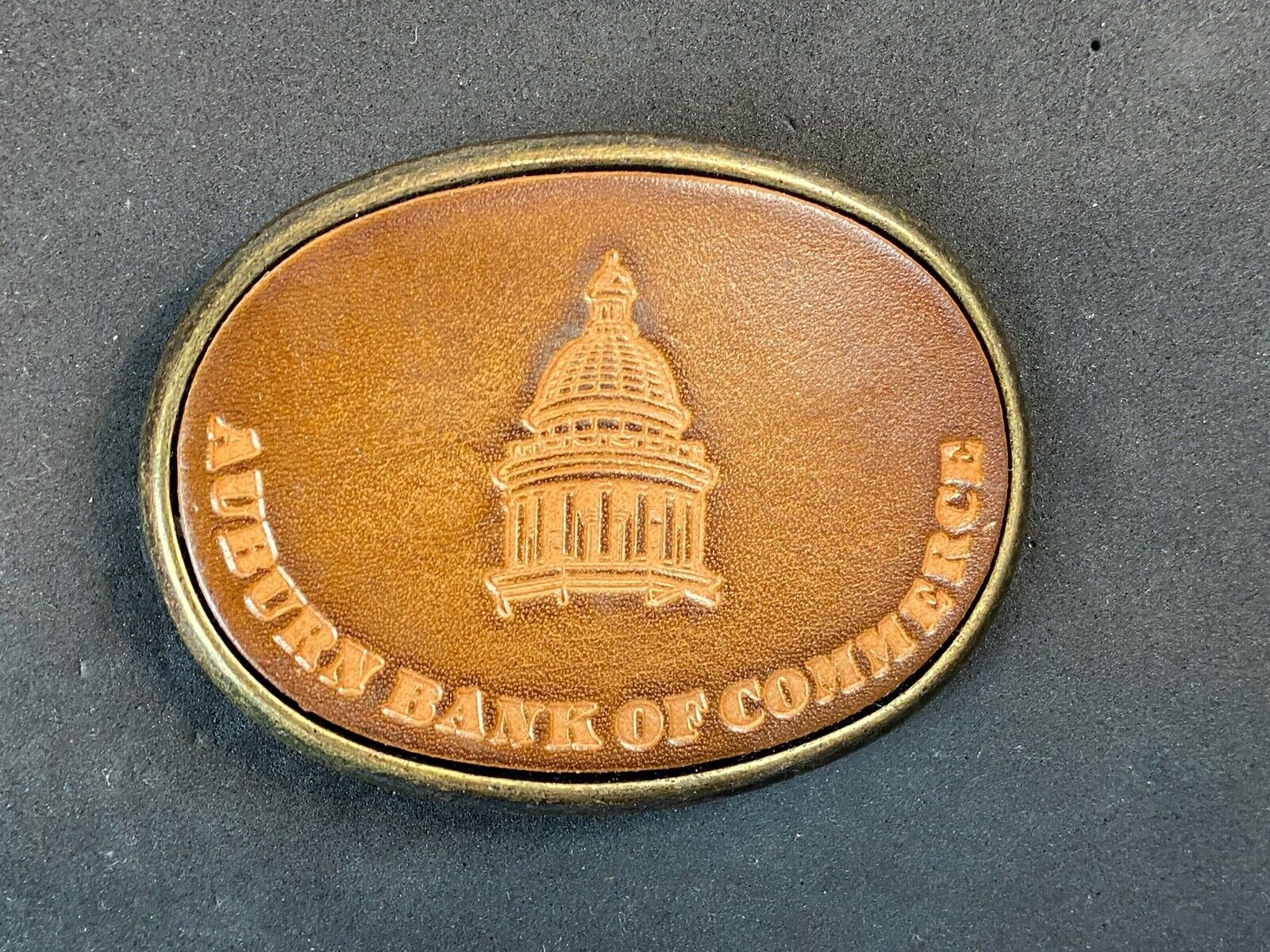Auburn bank of commerce vintage Leather belt buckle by elcid