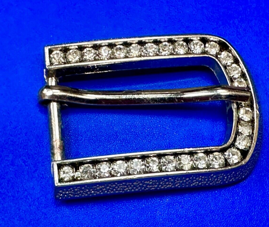 2" wide silver tone Rhinestone accented replacement belt buckle