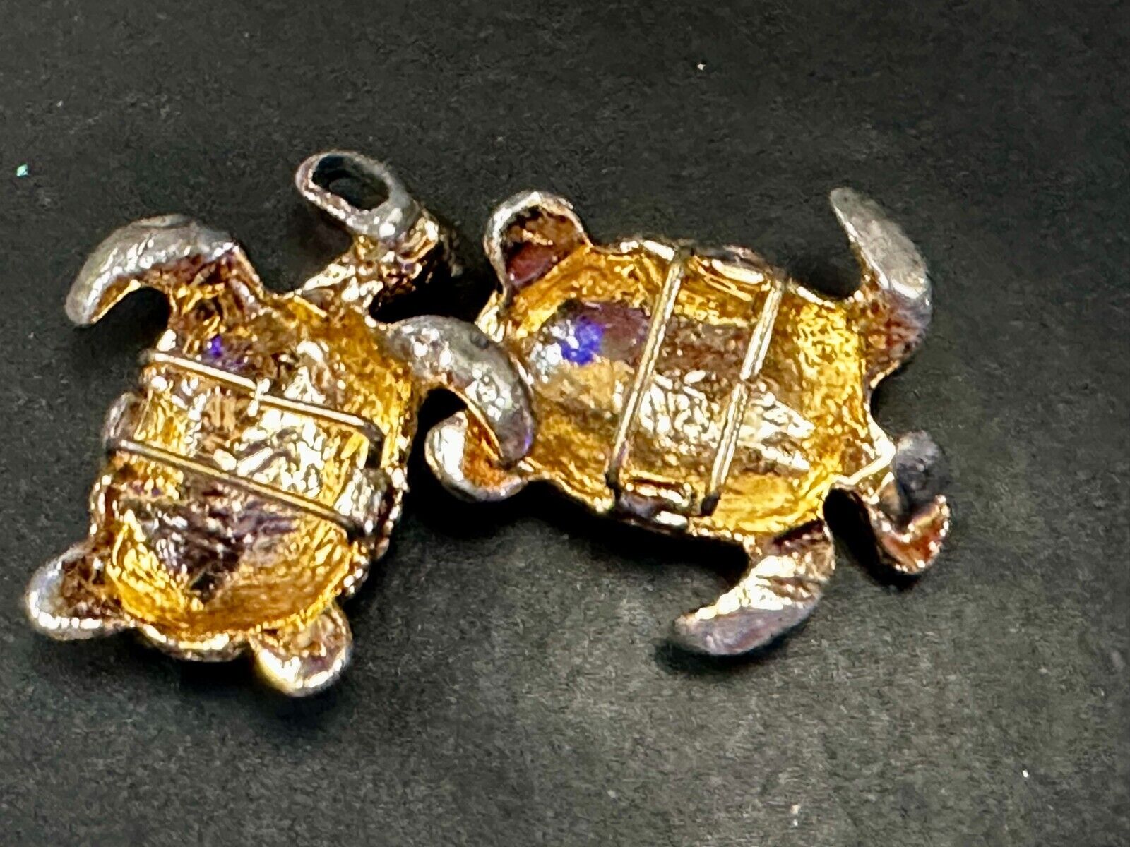 Turtle Tortoise Figural Two Piece Interlocking Gold Tone Vintage Belt Buckle