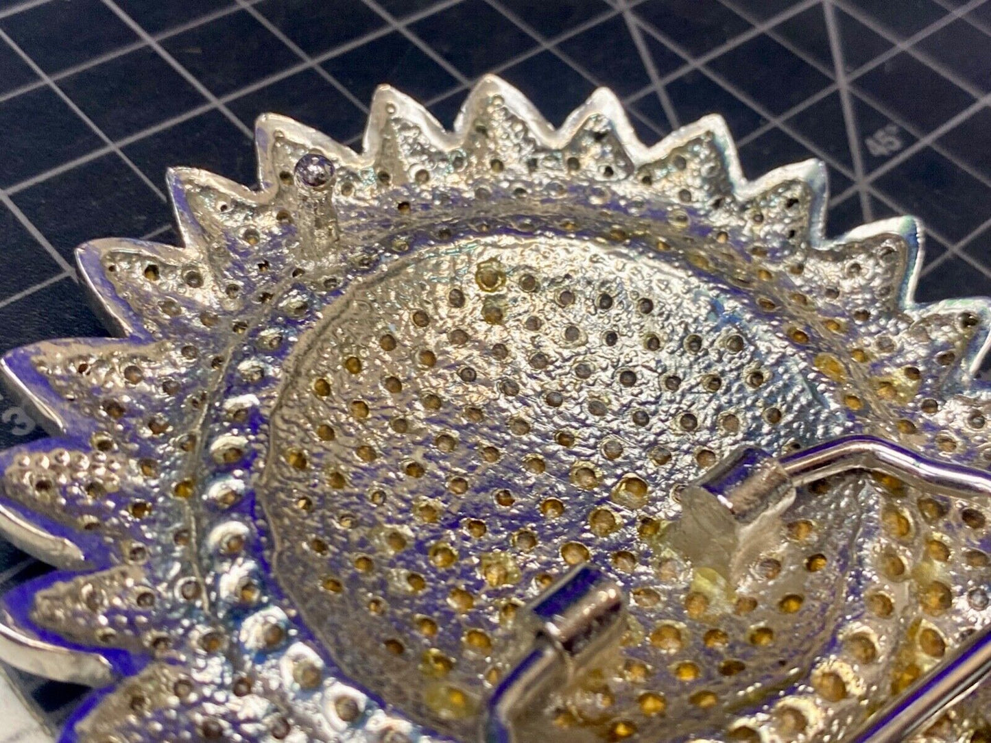 A Blue Green Sea Of Rhinestones - Starburst Cutout Belt Buckle