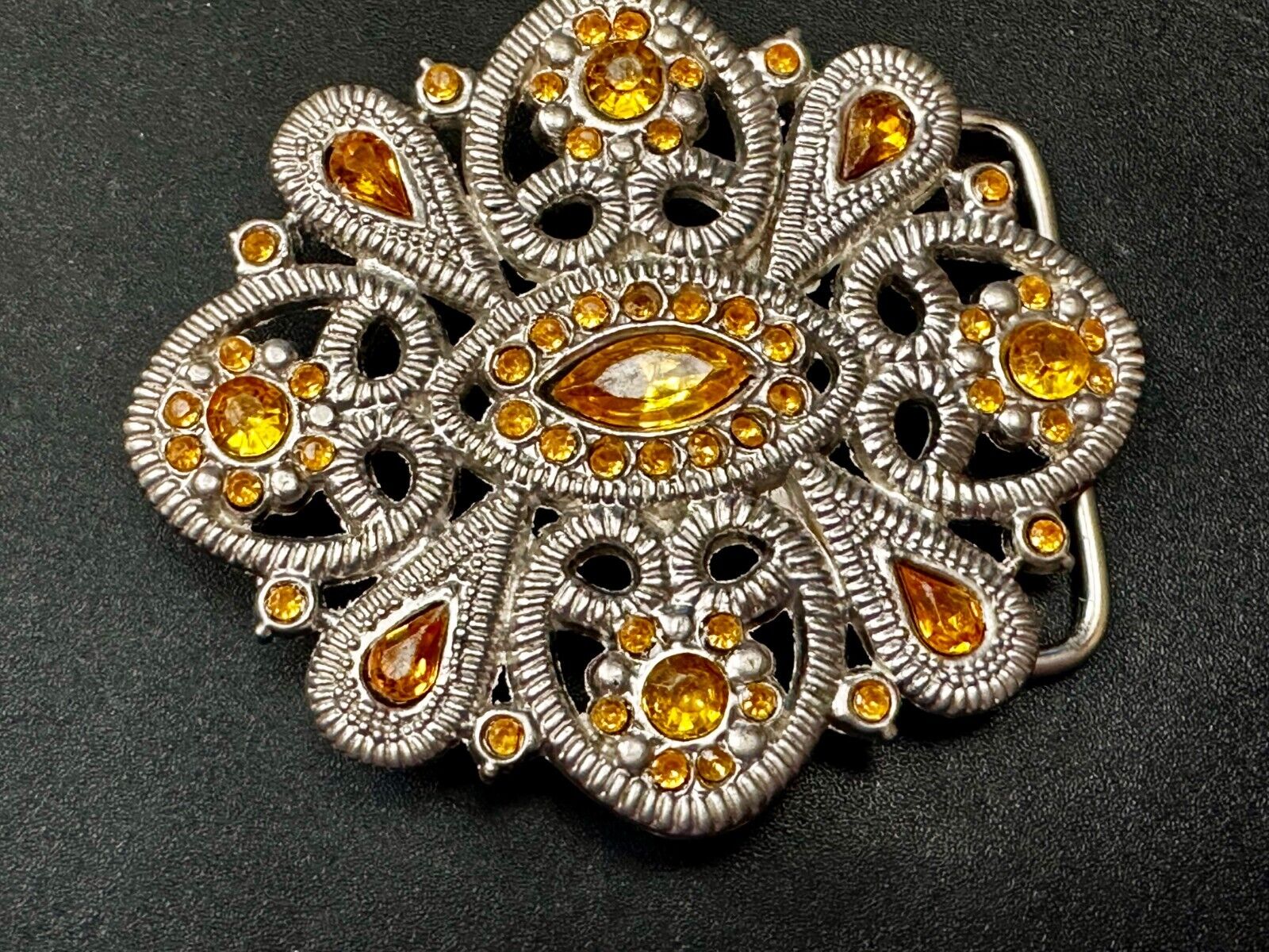 Victorian Style Yellow Rhinestone Jeweled Women's Ladies Fashion Belt Buckle