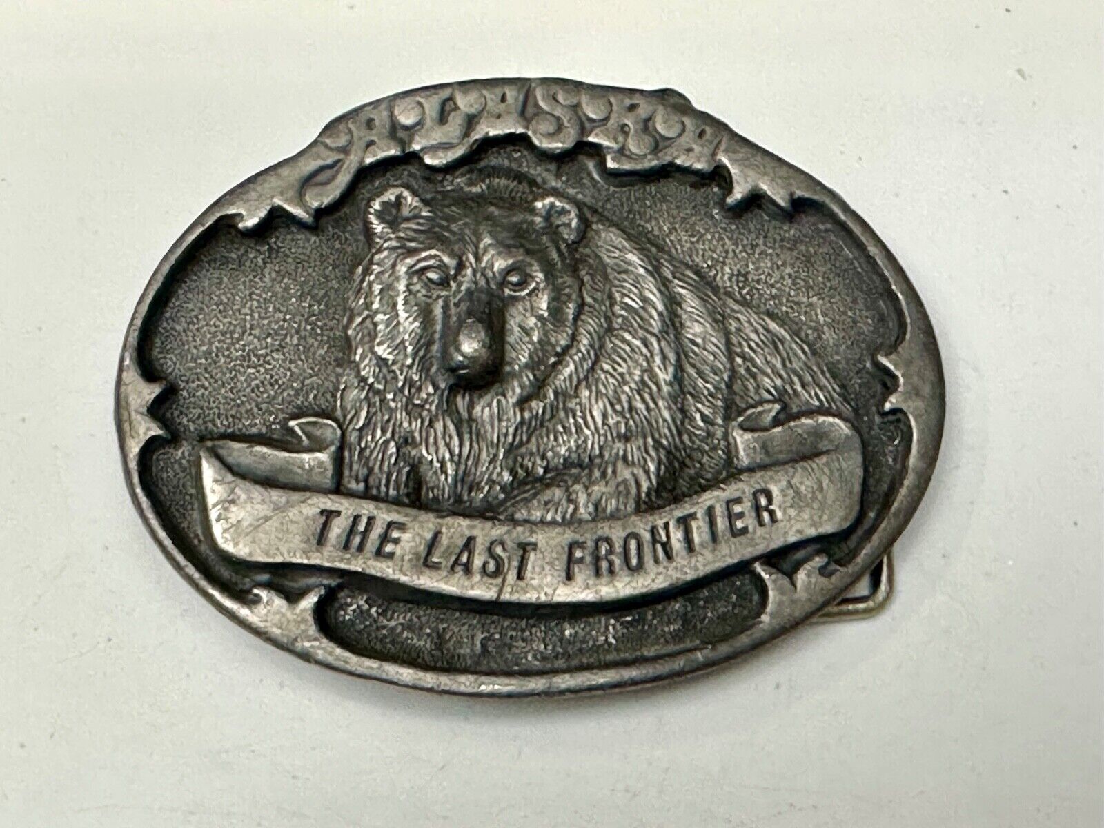 Alaska Grizzly Bear - The Last Frontier Belt Buckle by Alaska Frontier Arts