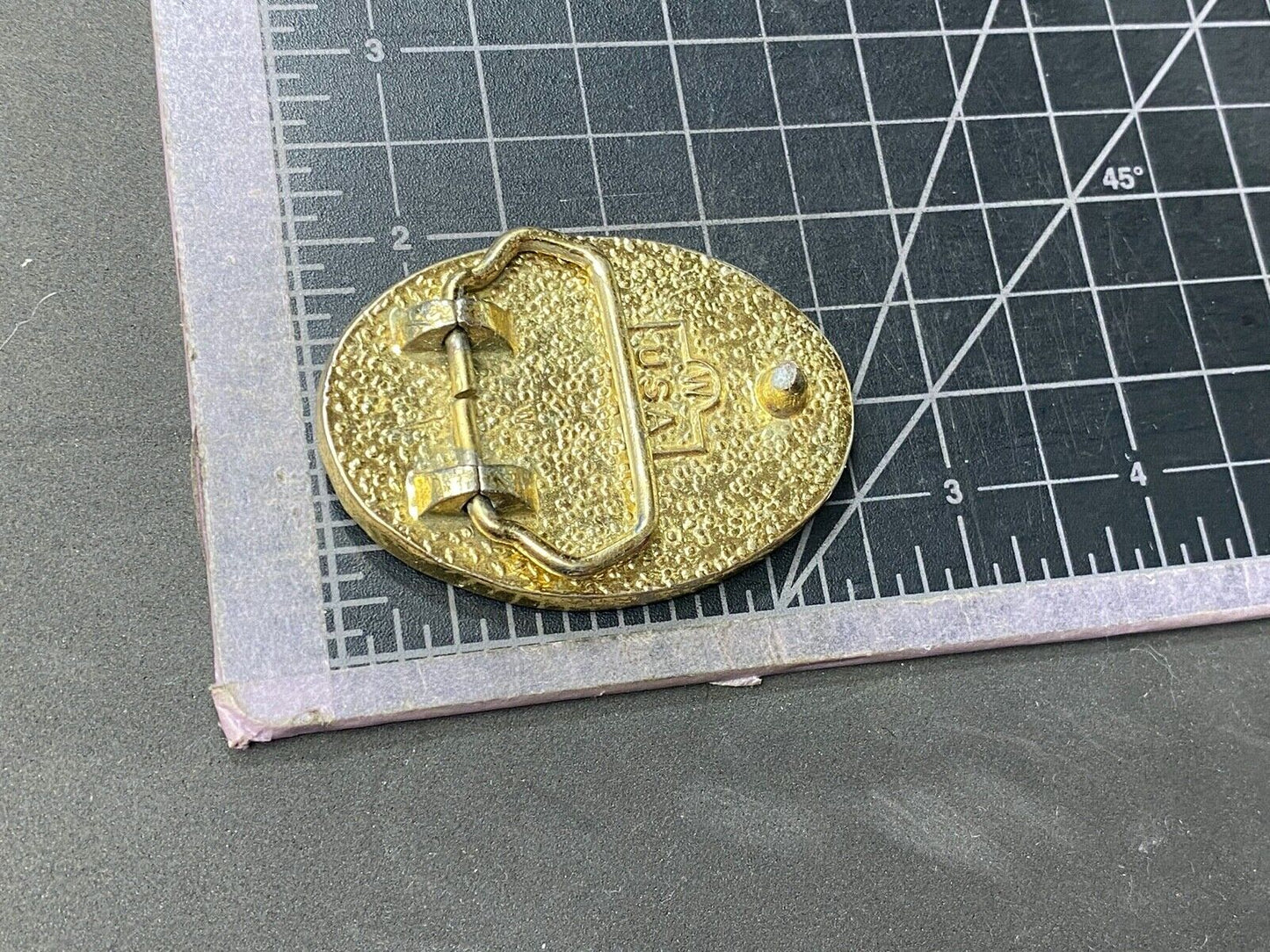 Simple mixed metal western belt buckle - zig zag pattern signed W 