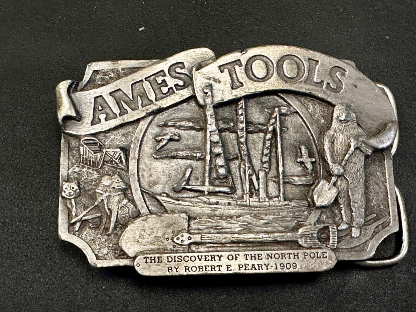 Ames Tools The Discovery of The North Pole by Robert E. Peary 1909 Belt Buckle