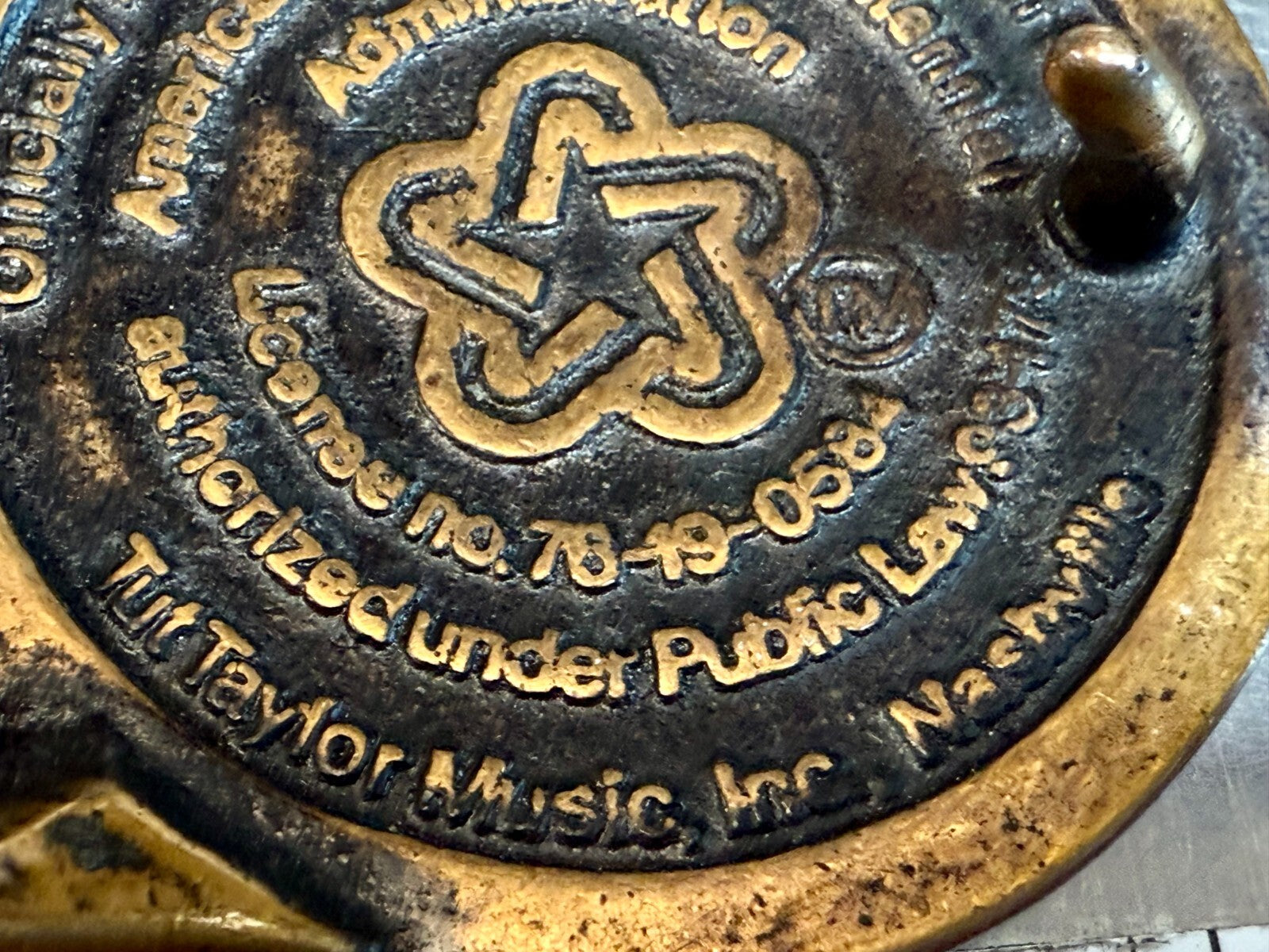 American Revolution Bicentennial Solid Brass Taylor Music Nashville Belt Buckle