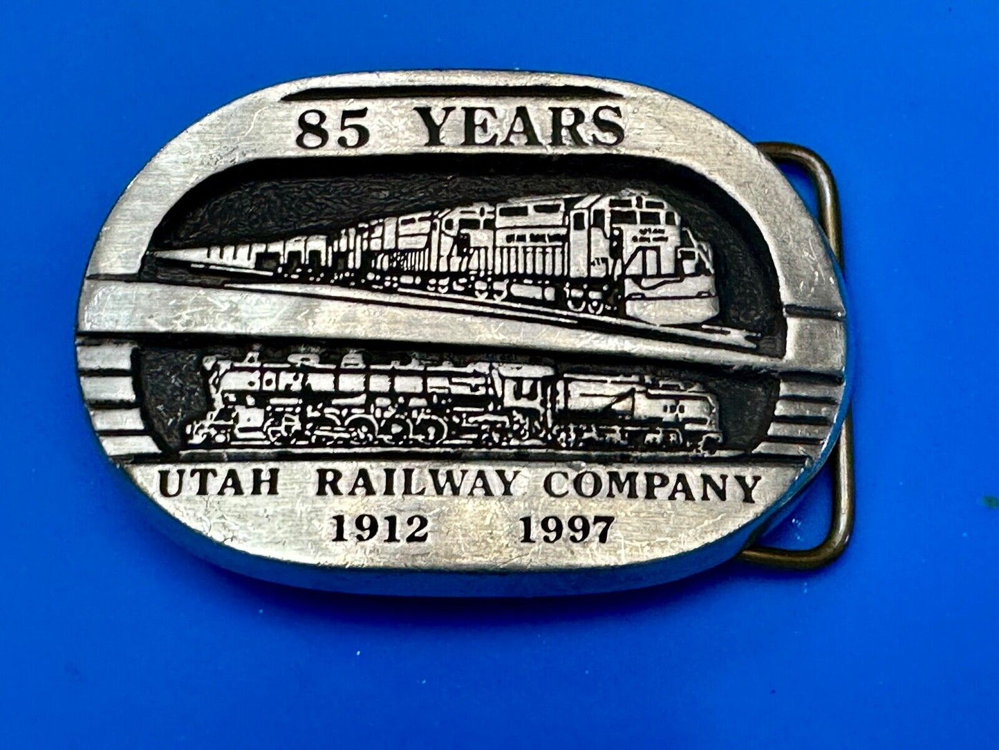 Utah Railway Co Vtg Train Railroad 85 Years - Gary Prazen Sculpture Belt Buckle
