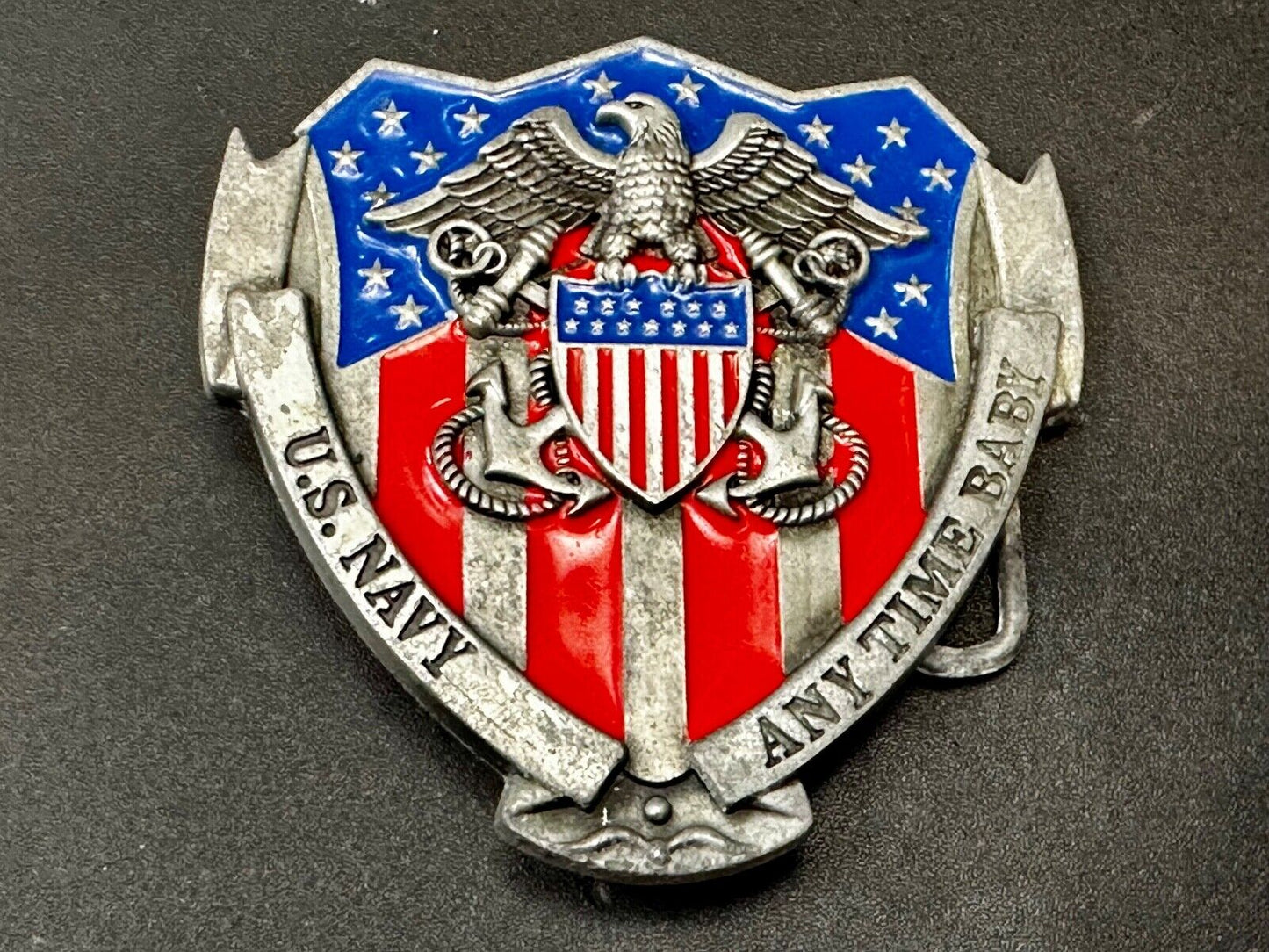 Anytime Baby - US Navy United States Military Flag Colors Cutout Belt Buckle