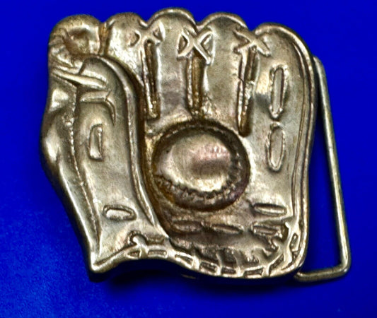Baseball Glove Mitt Catching Ball Unique Sports Figural Solid Brass Belt Buckle