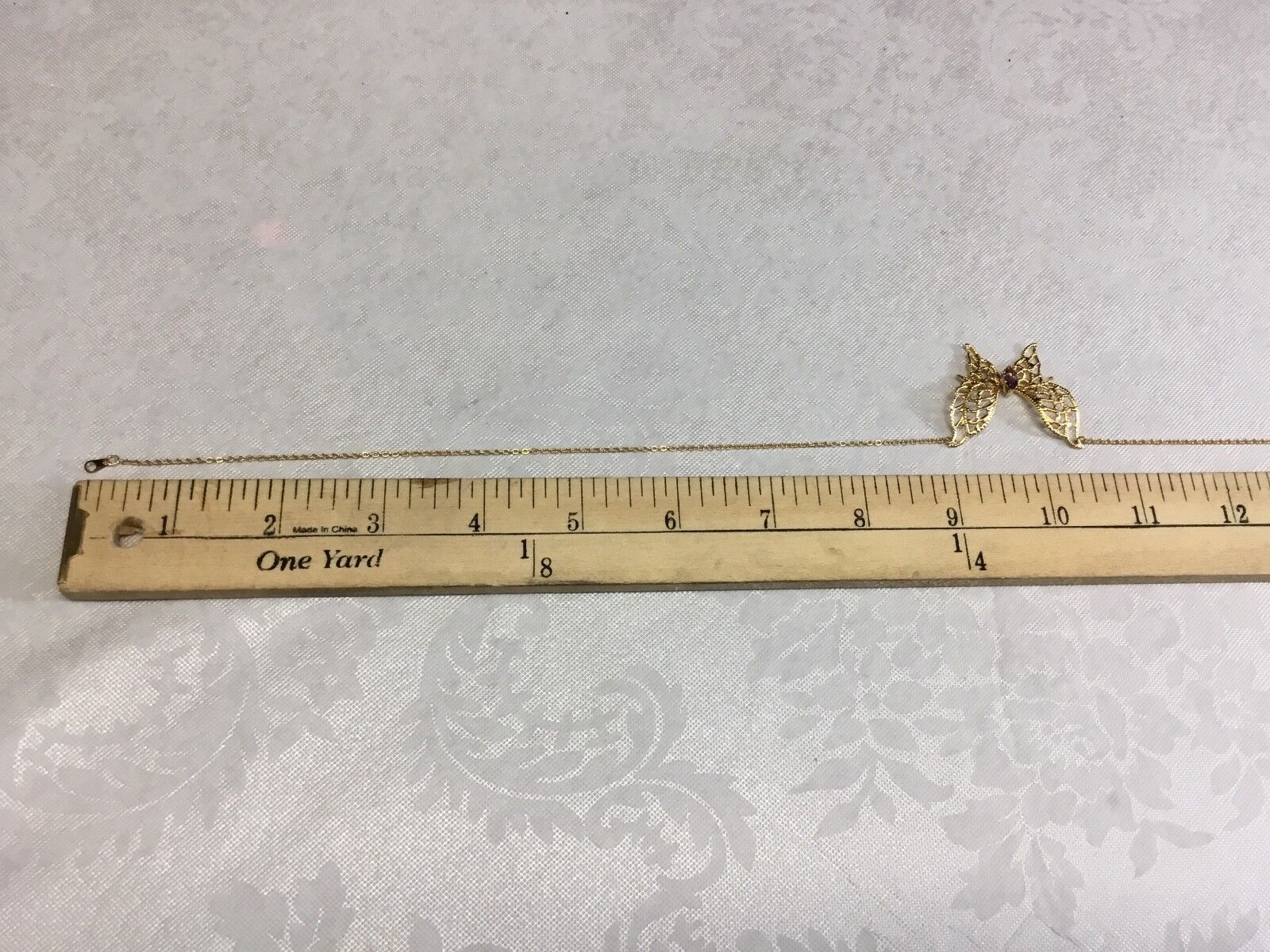 Vintage gold butterfly necklace Signed  L14xGE   L  LIND 