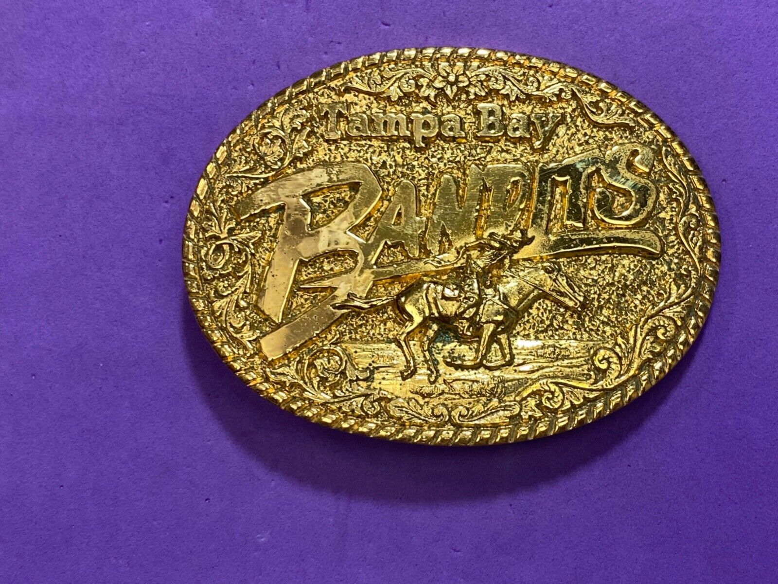 Vintage 1982 Sculptor Al Shelton Burt Reynolds Tampa Bay Bandits Belt Buckle