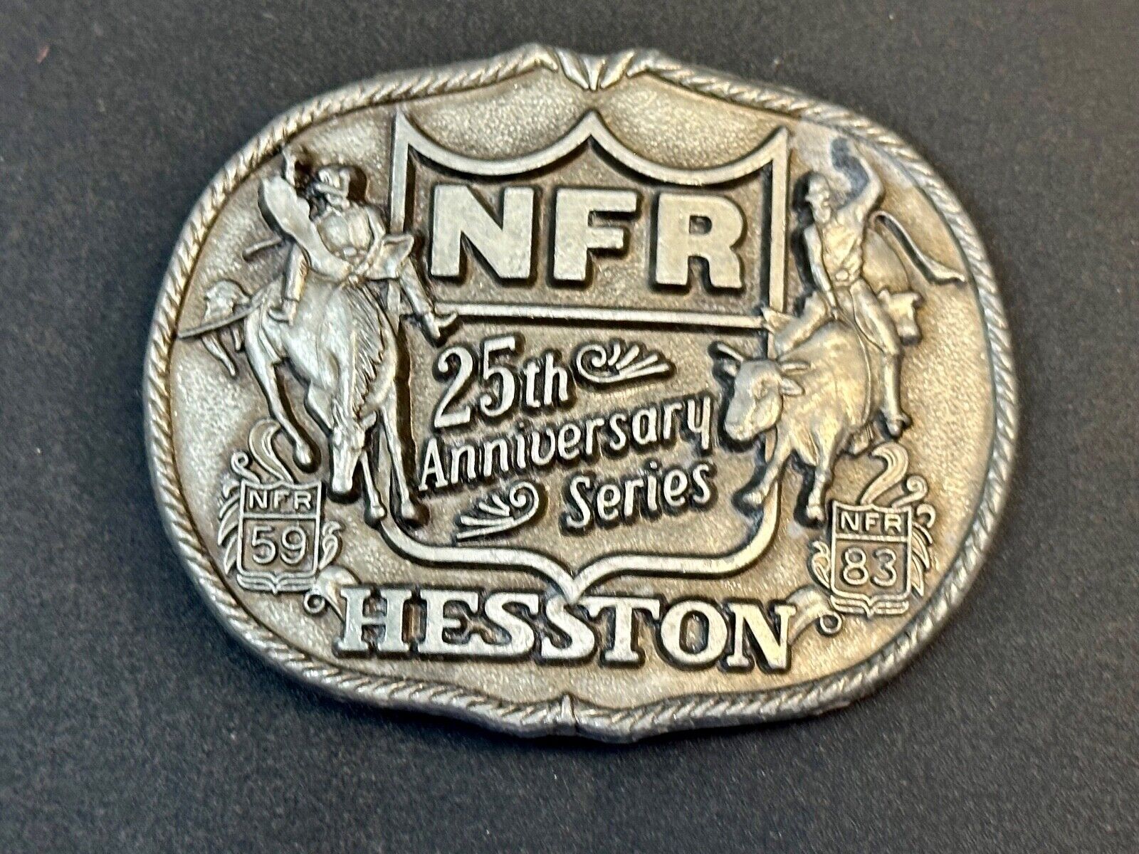 1983 HESSTON Belt Buckle NFR 25th Anniversary First Edition Limited Rodeo